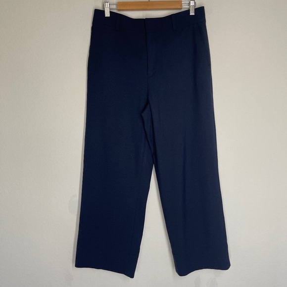 Club Monaco Trousers Pants Womens 10 Wool Blend Navy Blue Straight High rise - Picture 1 of 12